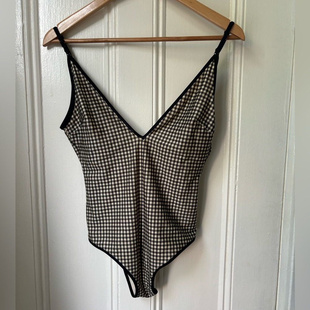 Zimmermann Black and White Checkered One Piece Swimsuit